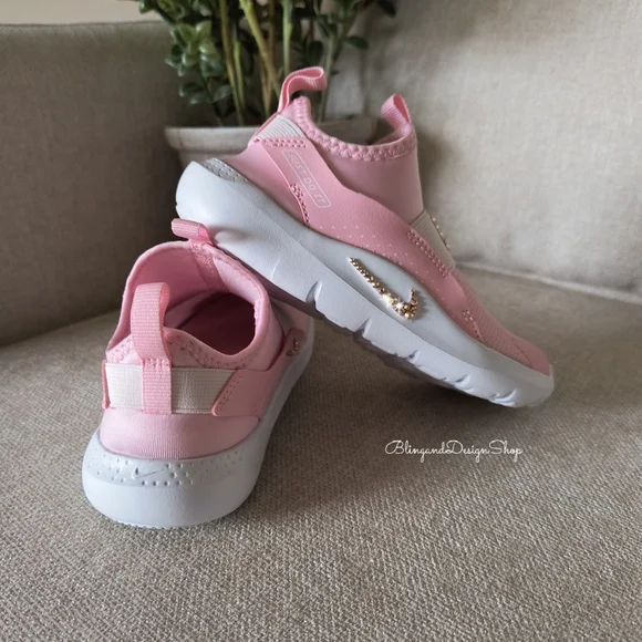 Bling Nike Flex Runner 4 Baby Toddler Girl Shoes Pink Customized Nikes With Gold